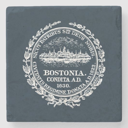  Boston City Seal Stenen Onderzetter (Voorkant)