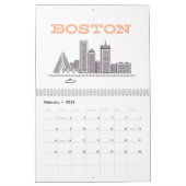 Boston City Skyline, Boston kaart Kalender (Feb 2026)