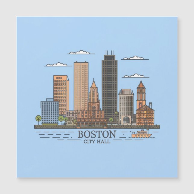 Boston City Skyline, Boston kaart skyline (Voorkant)