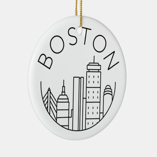 Boston City Skyline, Boston kaart skyline Keramisch Ornament (Rechts)