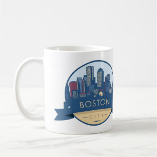 Boston City Skyline, Boston kaart skyline Koffiemok