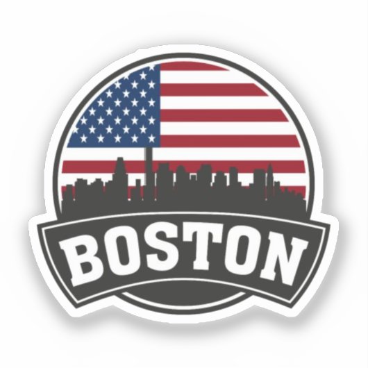 Boston City Skyline, Boston kaart skyline Sticker (Voorkant)