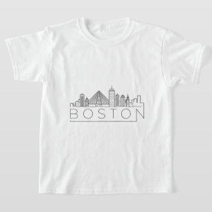 Boston City Skyline, Boston kaart skyline T-shirt