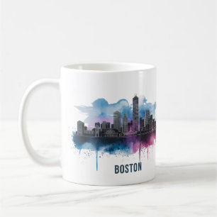 Boston City Skyline, Boston Ma Silhouet Koffiemok