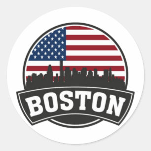 Boston City Skyline, boston ma silhouet Ronde Sticker