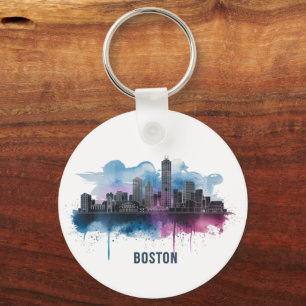 Boston City Skyline, Boston Ma Silhouet Sleutelhanger