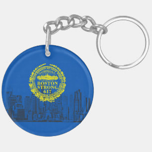Boston City Sterke herinneringen op blauw decor Sleutelhanger