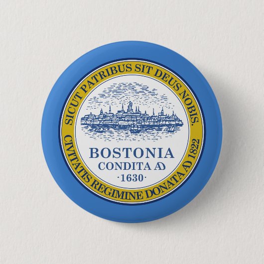 Boston city vlag ronde button 5,7 cm (Voorkant)