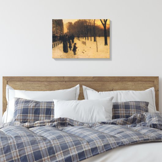 Boston Common bij schemering Canvas Afdruk (Insitu (Slaapkamer))