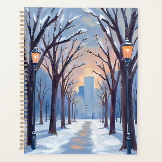 Boston Common | Chute de neige en hiver Aquarelle (Devant)