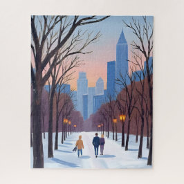 Boston Common Winter Watercolor Painting Legpuzzel