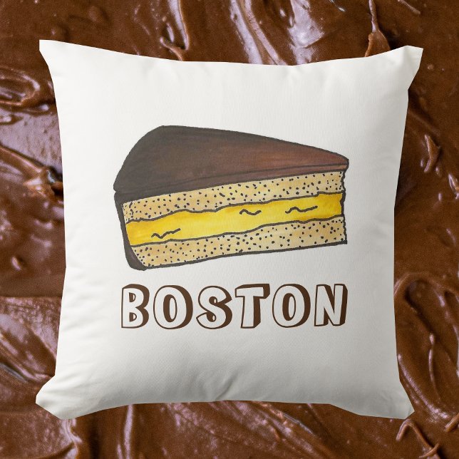 Boston Cream Pie Slice Voedsel Dessert Massachuset Kussen (Boston cream pie pillow)