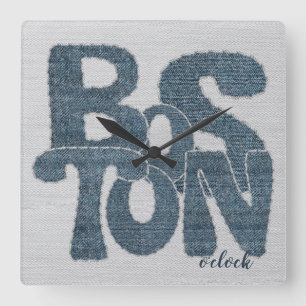 Boston Denim Letter Vierkante Klok