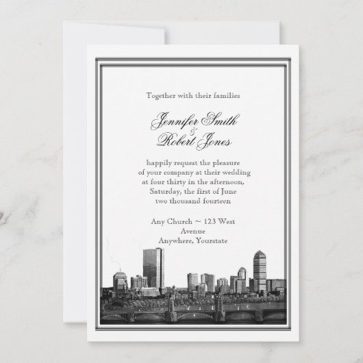 Boston Destination Wedding Uitnodiging (Voorkant)