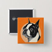 Boston dooder vierkante button 5,1 cm (Voorkant /achterkant)