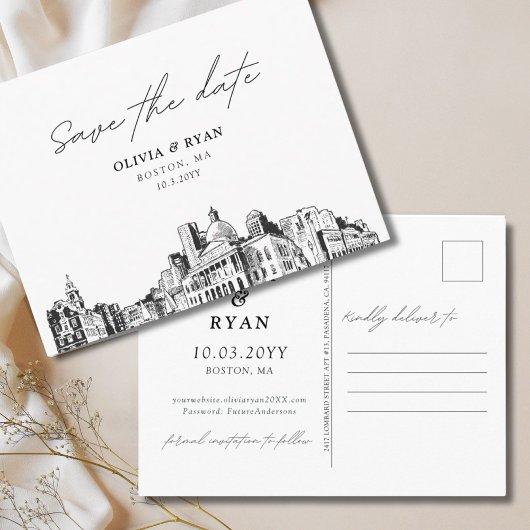 Boston Enregistrer la date Mariage de carte postal