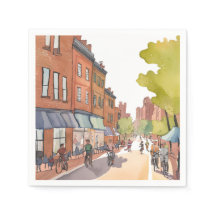 Boston Fietstocht | North End Watercolor MA