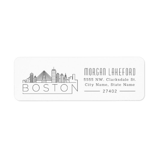 Boston gestileerde skyline | etiket (Voorkant)