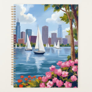 Boston Harbor Printemps Bateau Baie Skyline de l