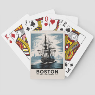 Boston Harbor Retro Groot Zeilschip Antieke Scheep Pokerkaarten