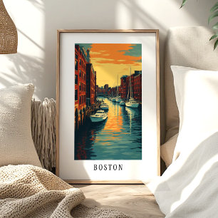 Boston Harbor Zonsondergang Poster