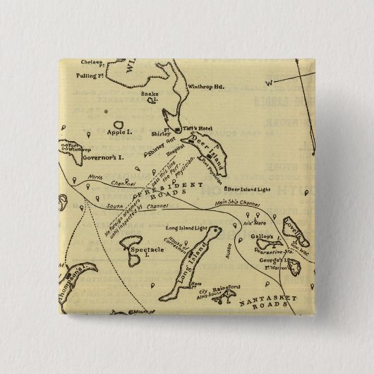 Boston Harbour 2 Vierkante Button 5,1 Cm (Voorkant)