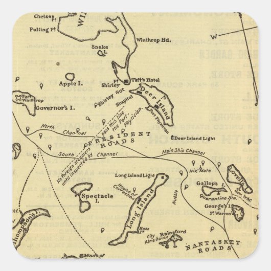 Boston Harbour 2 Vierkante Sticker (Voorkant)