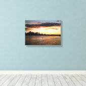 Boston Harbour bij zonsondergang Canvas Afdruk (Insitu (Houten vloer))
