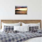 Boston Harbour bij zonsondergang Canvas Afdruk (Insitu (Slaapkamer))
