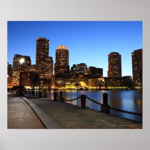 Boston Harbour en skyline. Boston is een van de 6 Poster