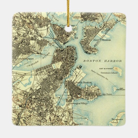 Boston Harbour  Map Keramisch Ornament (Achterkant)