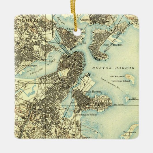 Boston Harbour  Map Keramisch Ornament (Voorkant)