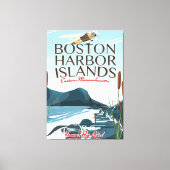 Boston Harbour Massachusetts Flight poster Canvas Afdruk (Voorkant)