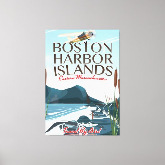 Boston Harbour Massachusetts Flight poster Canvas Afdruk (Voorkant)