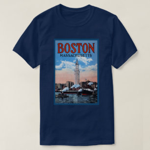 Boston Harbour Massachusetts Vintage Travel Poster T-shirt