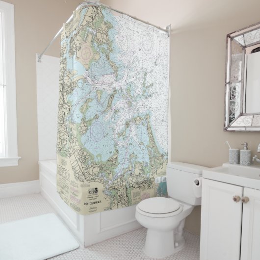 Boston Harbour Nautical Chart 13270 Douchegordijn (In situ)