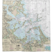 Boston Harbour Nautical Chart 13270 Douchegordijn (Voorkant)