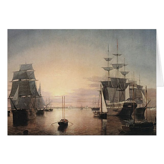 Boston Harbour Sunset-kaart (Voorkant Horizontaal)