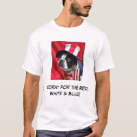 Boston hourra pour le T-shirt blanc et bleu rouge