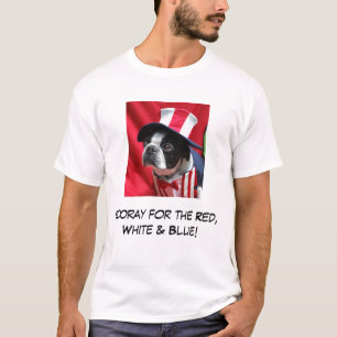 Boston hourra pour le T-shirt blanc et bleu rouge