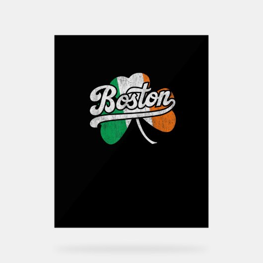 Boston Iers T-shirt Acryl Bord (Voorkant)
