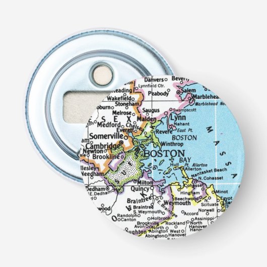Boston kaart flesopener button flesopener (Voorkant)