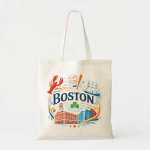 Boston kust reisillustratie tote bag