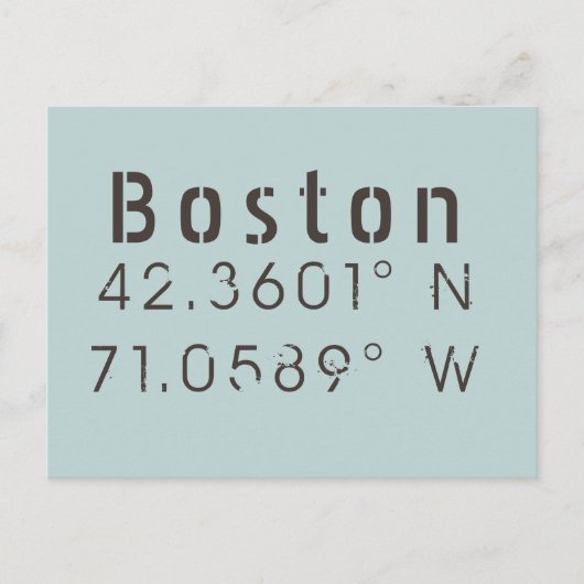 Boston Latitude en lengte Briefkaart (Voorkant)