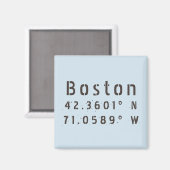 Boston Latitude Longitude Magneet (Voorkant / Achterkant)