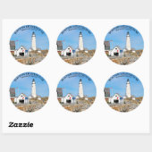 Boston Lighthouse, Massachusetts Round Sticker (Vel)