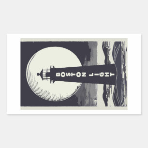 Boston Lighthouse Moon Rechthoekige Sticker