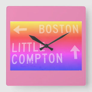 Boston, Little Compton, RI Rainbow Sign Vierkante Klok