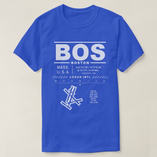 Boston Logan Int'l Airport BOS T-shirt (Design voorkant)