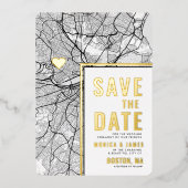 Boston Love Locator | Stadskaart Opslaan datum Folie Uitnodiging (Voorkant)
